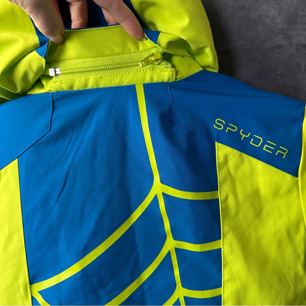 Spyder Boys Challenger Ski Jacket Sharp Lime Size 12 Insulated Winter Coat - Picture 16 of 17